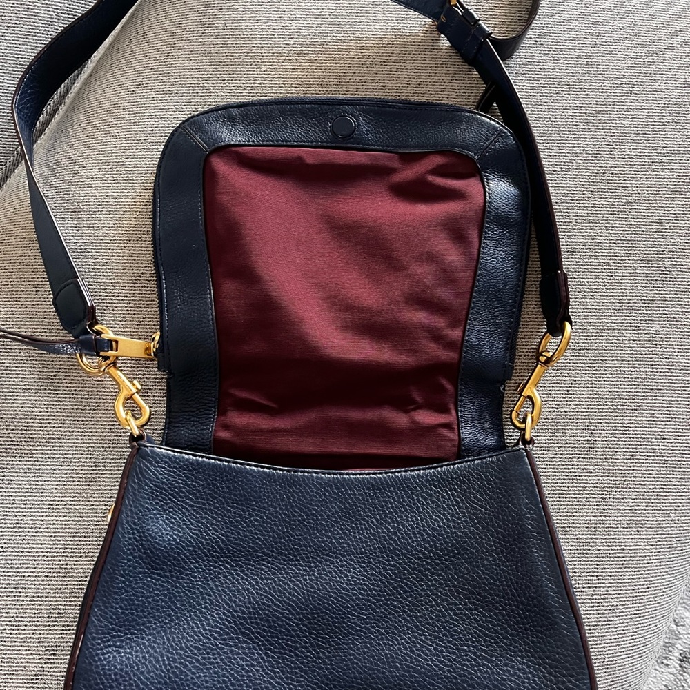 Marc Jacobs Leather Shoulder Handbag, navy blue